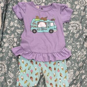 Purple Ice Cream Truck Top and Blue Ice Cream Shorts Set